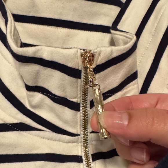 NWOT Lilly Pulitzer Striped Navy and White Popover Dress - Picture 2 of 7